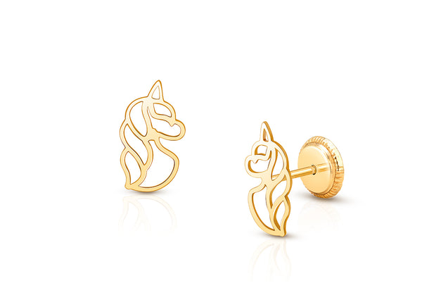 Unicorn Dreams, Baby/Children’s Earrings, Screw Back – 14K Gold