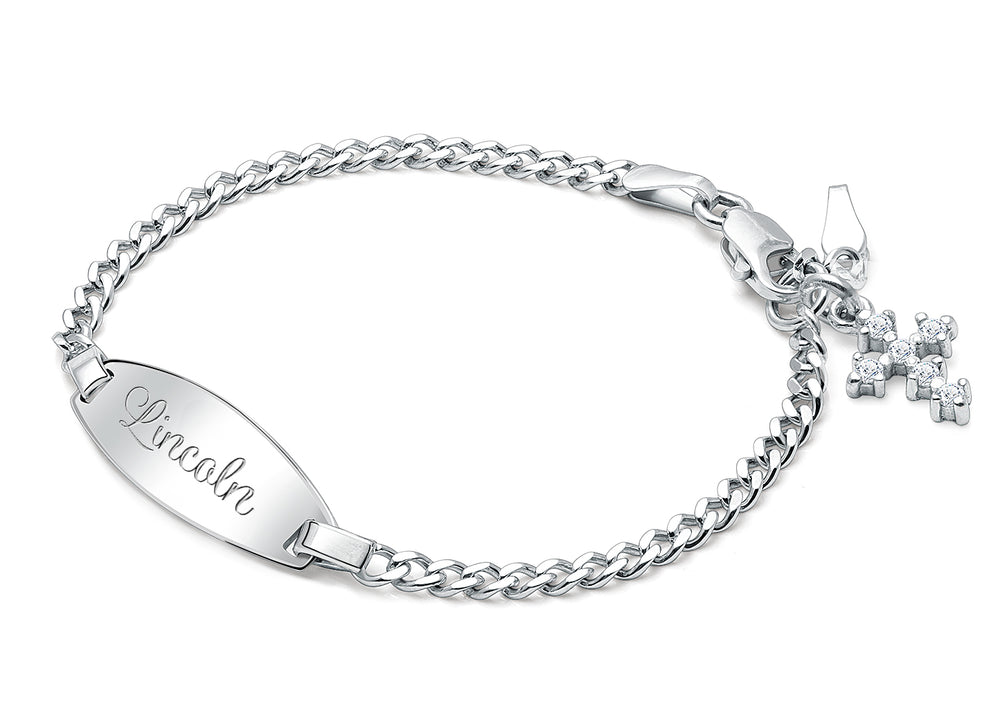Classic Baby/Children’s Christening/Baptism Engraved ID Bracelet for Boys – Sterling Silver
