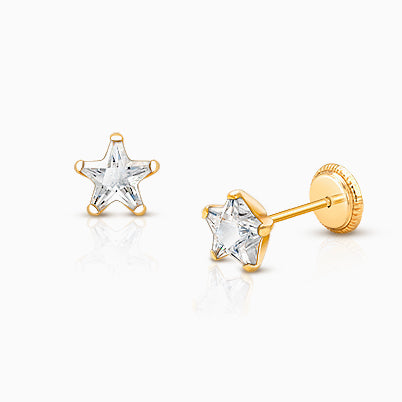 ‘S’ Initial Studs Personalized Baby/Children’s Earrings, Screw Back – 14K Gold