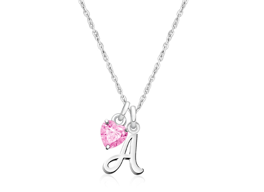 Cursive Initial “Design Your Own” Personalized Children’s Necklace for Girls (50+ Optional Charms) – Sterling Silver