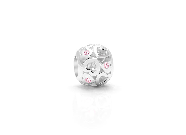 Never Let You Go, Sterling Silver and Light Pink CZ Hearts – Adoré™ Charm