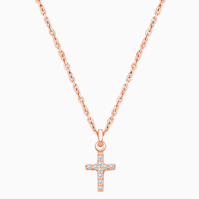 Divine Light, Cross with Genuine Diamonds Children’s Necklace for Boys – 14K Gold