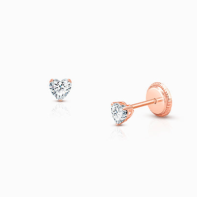 3mm Classic Round Studs, Baby/Children’s Earrings, Screw Back – 14K Rose Gold