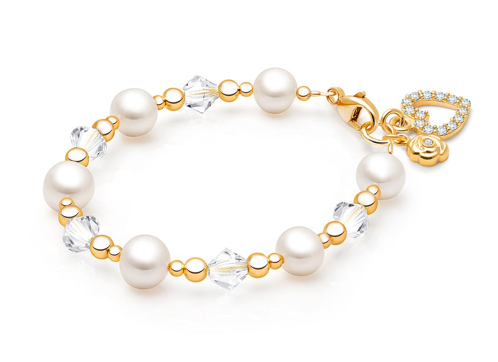 Precious Pearls, Teen’s Beaded Bracelet for Girls – 14K Gold