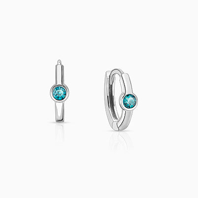 December Birthstone 9mm Huggie Hoops, Swarovski® Crystal Baby/Children’s Earrings – Sterling Silver