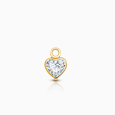 Heart – Clear CZ Bezel Set Baby/Children’s Individual Charm (Add to Your Existing Bracelet or Necklace) – 14K Gold