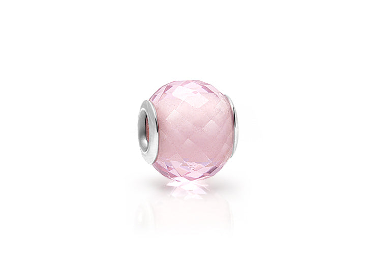 Light Heart, Sterling Silver and Light Pink Glass Faceted Round – Children’s Adoré™ Charm