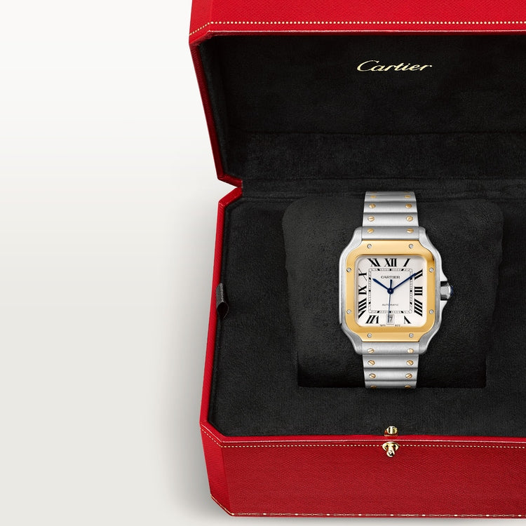 Unworn Santos, Stainless Steel and 18k Yellow Gold, 39.8mm, Ref# W2SA0009, box and papers