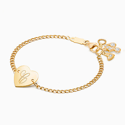 14K Gold Charm Bracelet, Design Your Own Baby/Children’s Link Chain Bracelet for Girls – 14K Gold
