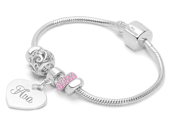 Adoré™ 3 Charm Starter Set, Baby/Children’s Engraved Charm Bracelet for Girls – Sterling Silver