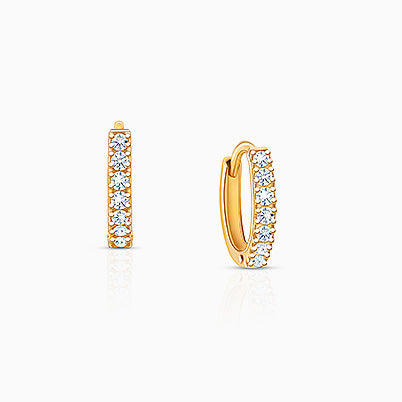 Timeless Pavé CZ 9mm Huggie Hoops, Baby/Children’s Earrings – 14K Gold