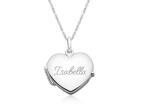 Heart Locket, Engraved Teen’s Necklace for Girls (FREE Personalization) – Sterling Silver