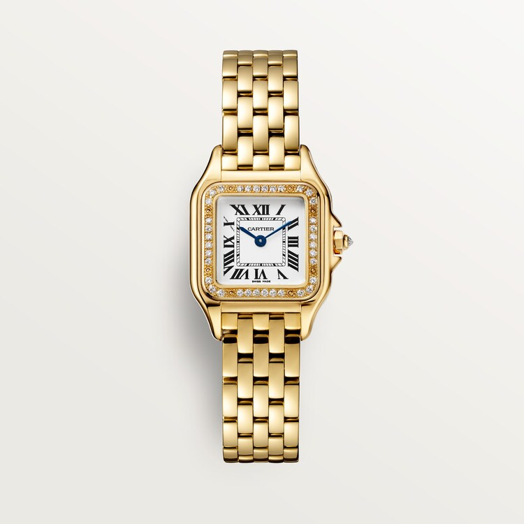 Unworn Panthère Small, 18k Yellow Gold, Diamonds, 22mm x 30mm, Ref# WJPN0067, box and papers