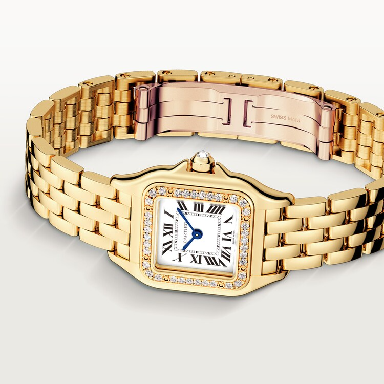 Unworn Panthère Small, 18k Yellow Gold, Diamonds, 22mm x 30mm, Ref# WJPN0067, box and papers