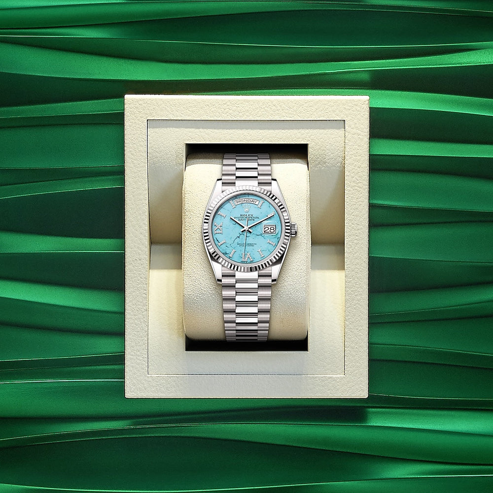 Day-Date 36, 18k White Gold with Diamond-set, 36mm, Ref# 128239-0044