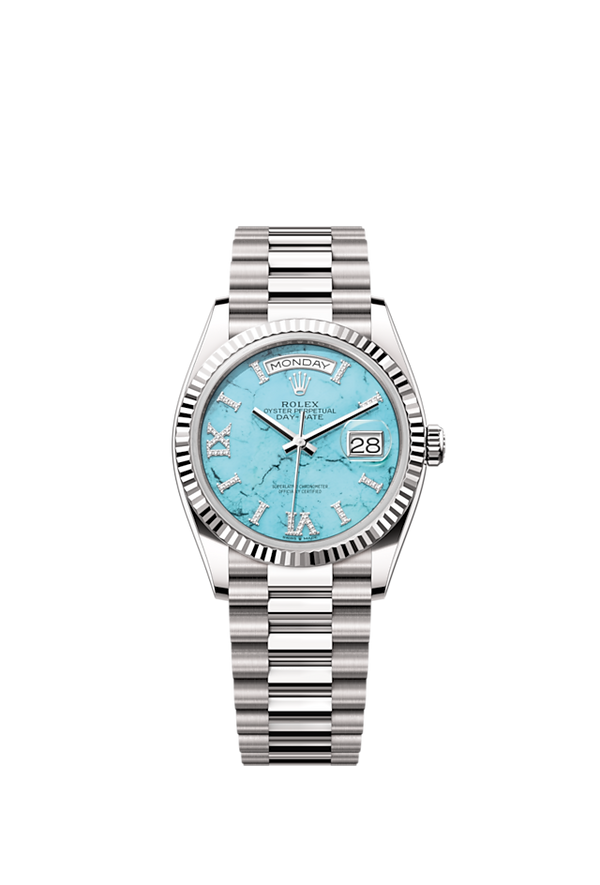 Day-Date 36, 18k White Gold with Diamond-set, 36mm, Ref# 128239-0044