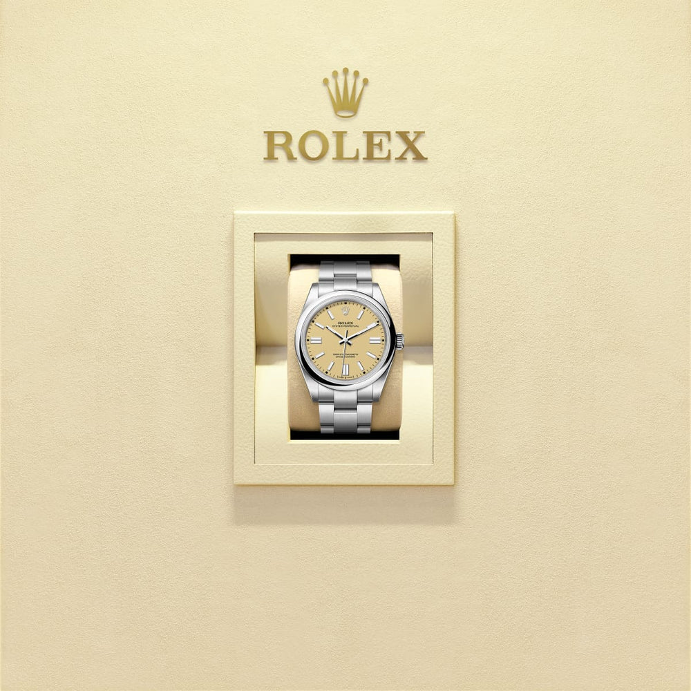 Unworn 2025, Oyster Perpetual, Oystersteel 41mm, Beige dial, Domed Oyster, Ref# 134300-0007, box and papers