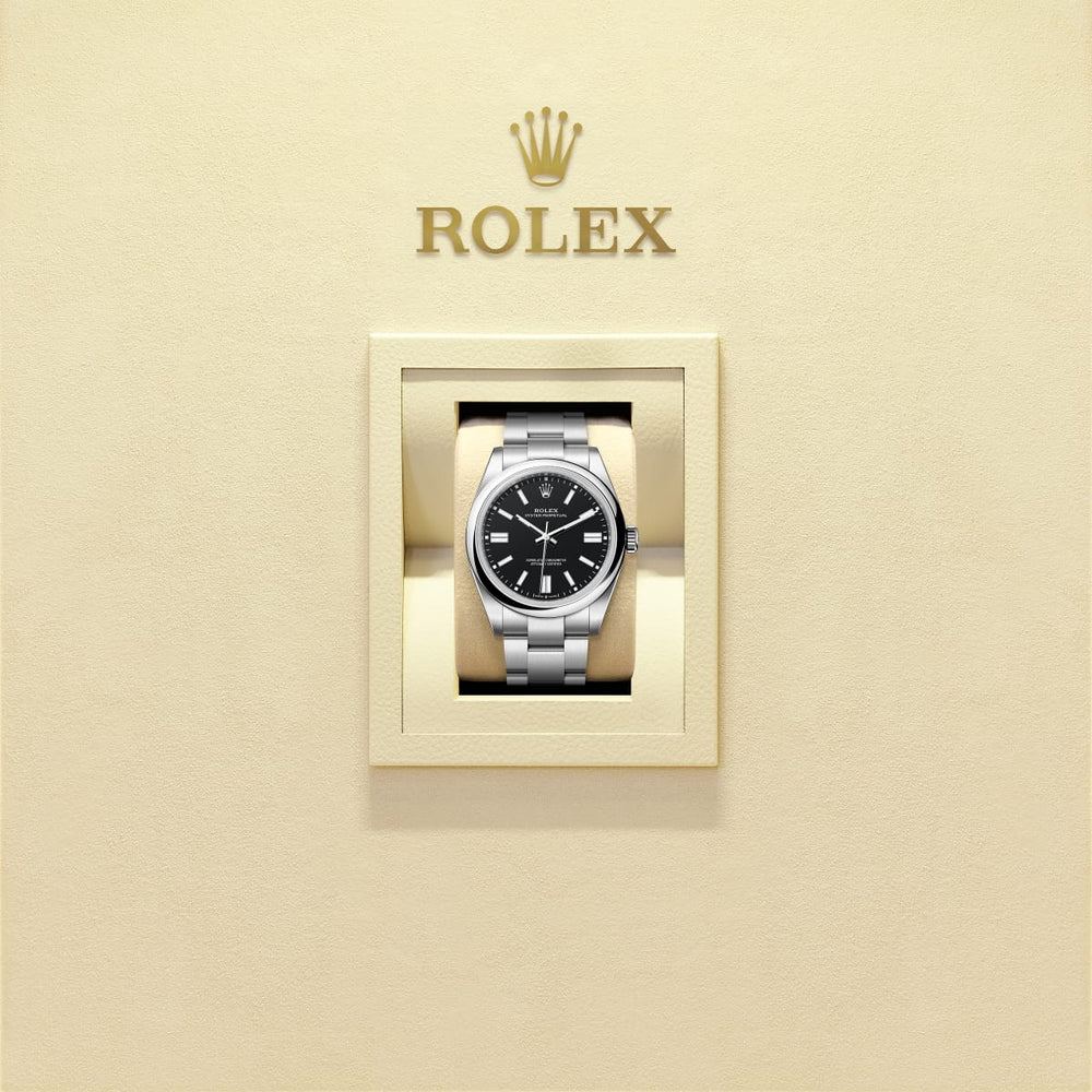 Unworn 2025, Oyster Perpetual, Oystersteel 41mm, Black dial, Domed Oyster, Ref# 134300-0008, box and papers