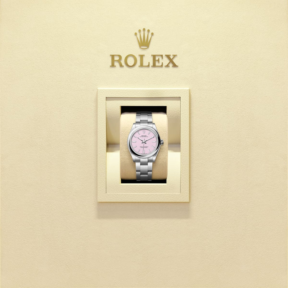 Unworn 2025, Oyster Perpetual, Oystersteel, 31mm, Candy pink dial, Domed Oyster, Ref# 277200-0009, box and papers