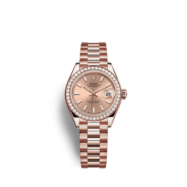 Lady-Datejust 28, 18kt Everose Gold and diamonds, Ref# 279135RBR-0025