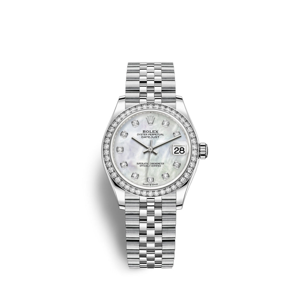 Datejust 31, Oystersteel, 18kt White Gold and diamonds, Ref# 278384RBR-0008