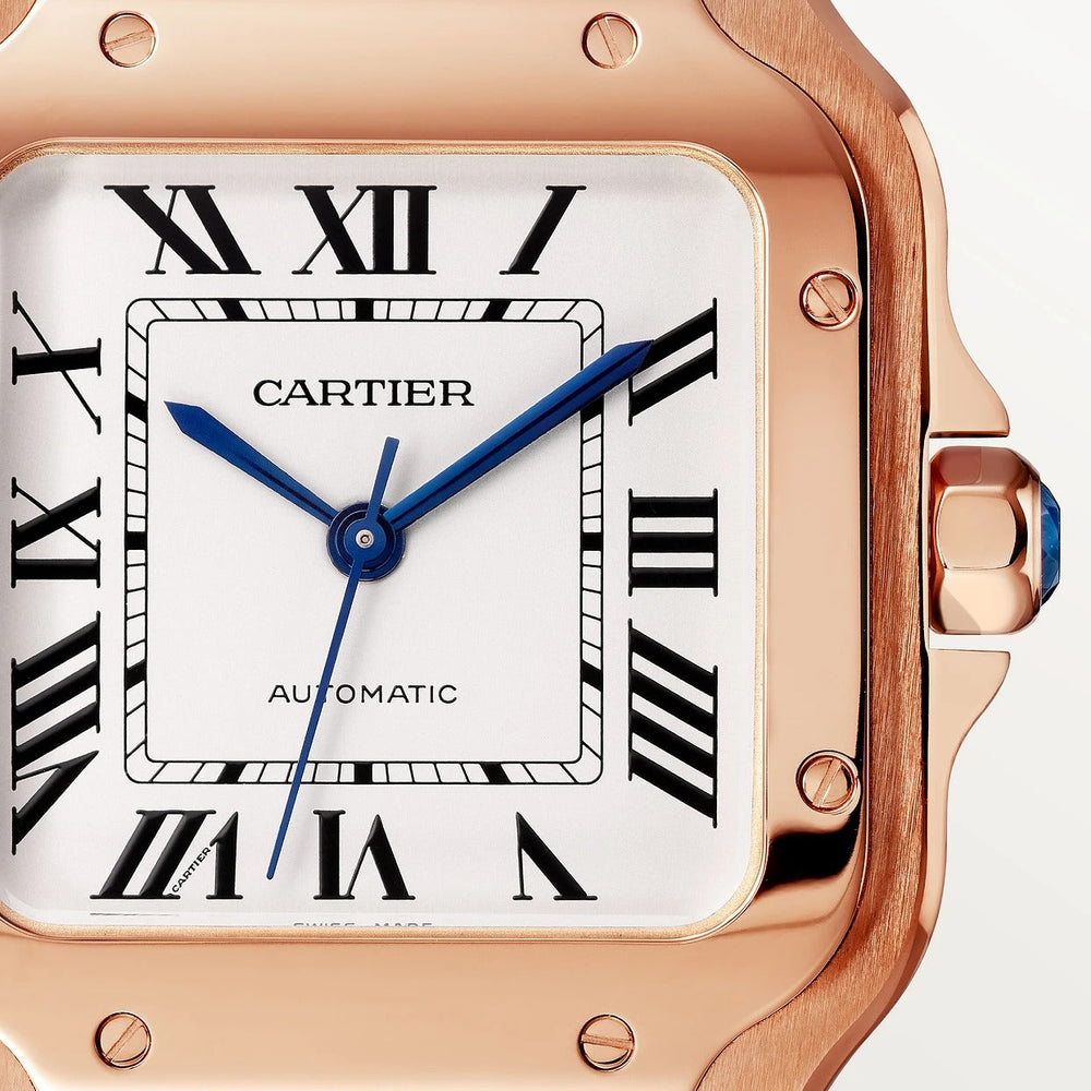 Unworn Santos, 18k Rose Gold, 35.1mm, Ref# WGSA0031, box and papers