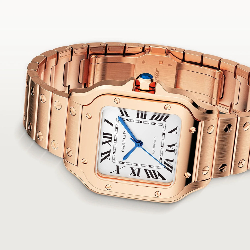 Unworn Santos, 18k Rose Gold, 35.1mm, Ref# WGSA0031, box and papers