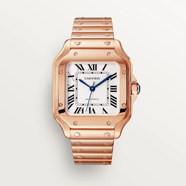 Unworn Santos, 18k Rose Gold, 35.1mm, Ref# WGSA0031, box and papers
