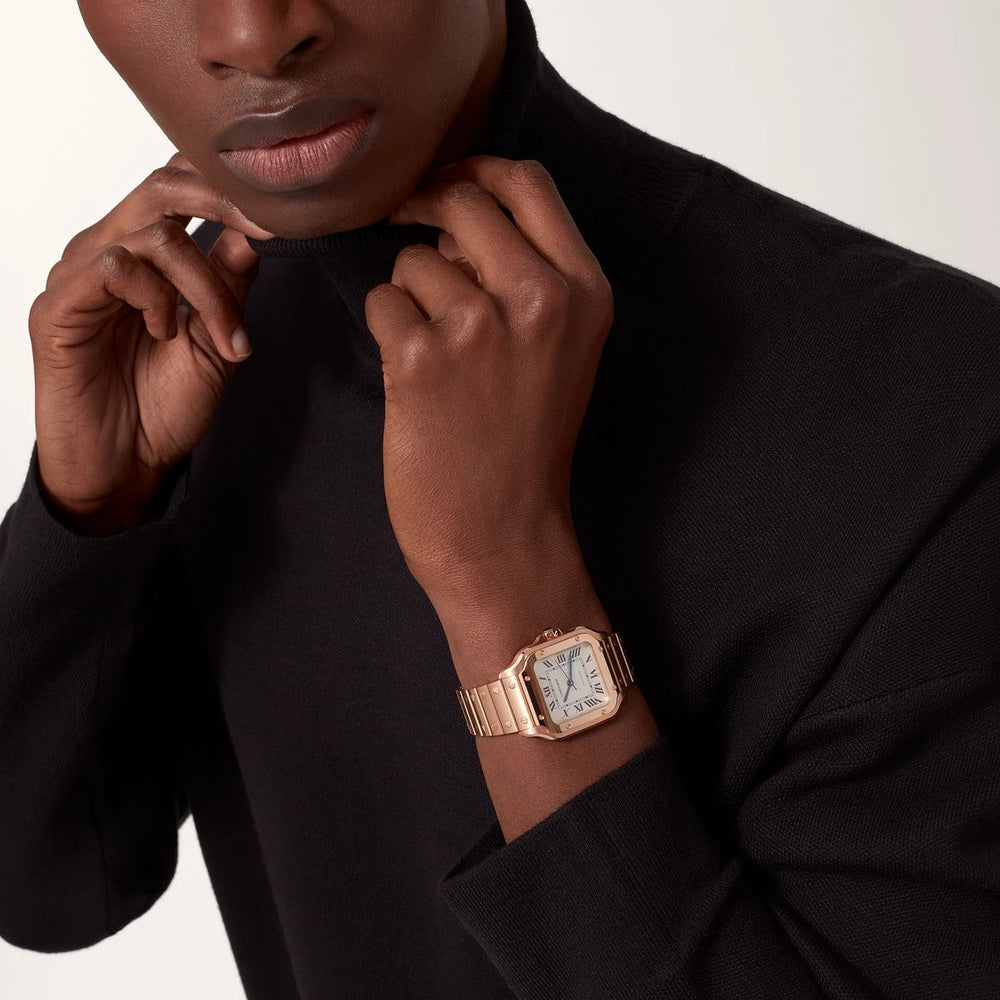 Unworn Santos, 18k Rose Gold, 35.1mm, Ref# WGSA0031, box and papers